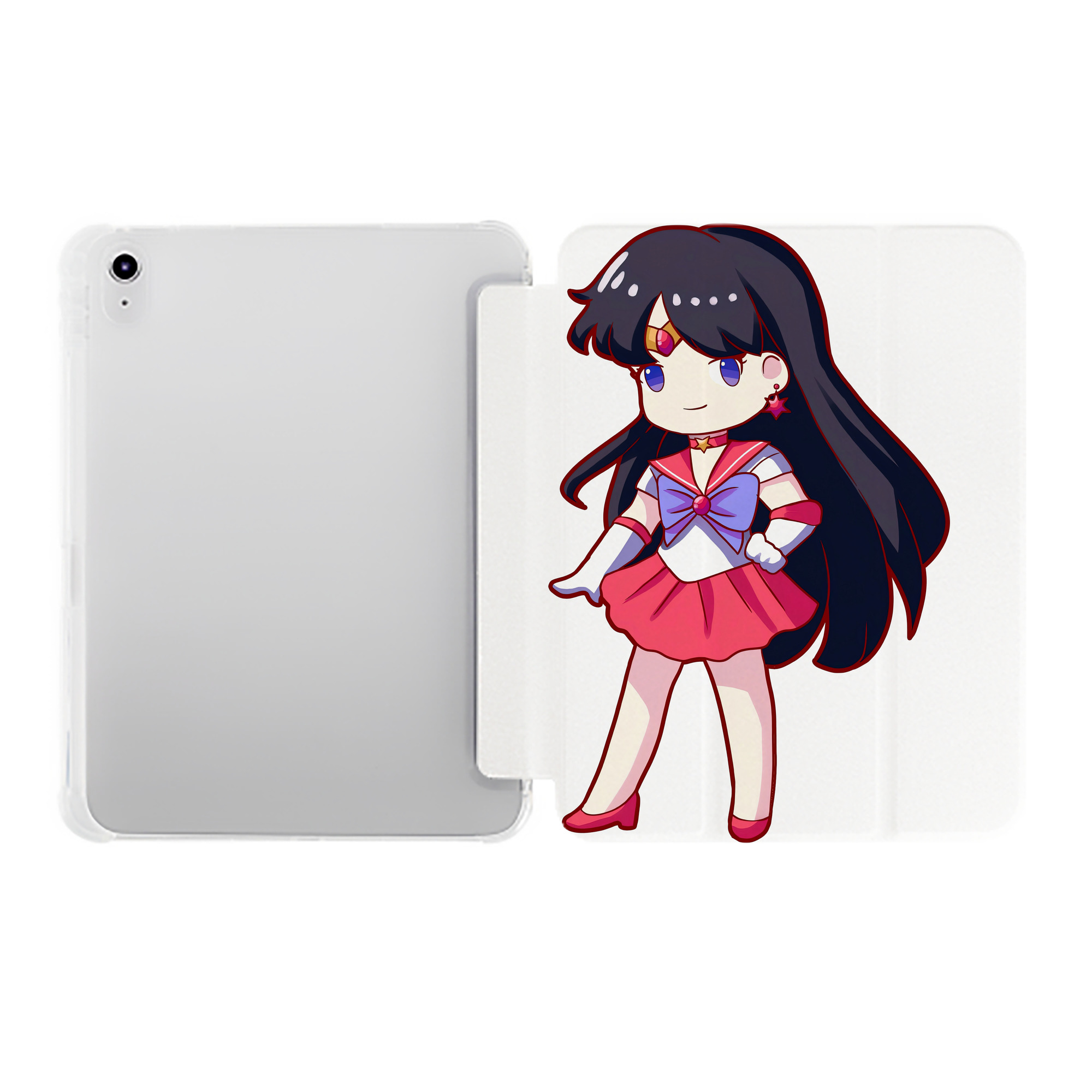 （画像用） 美少女戦士セーラームーン 火野レイ ひの レイ Sailor Moon Hino Rei （セーラーマーズ,Sailor Mars） IPad ケース ペン収納付き 三つ折りスタンド PUレザー×シリコン 対応機種9.5/10.5/10.9インチ